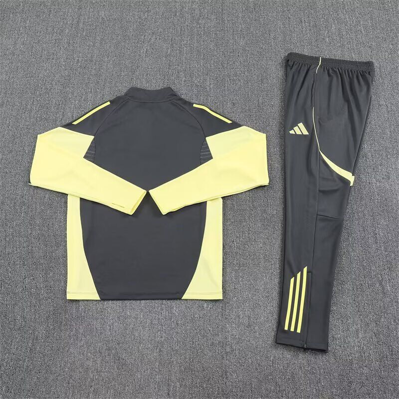 Real Madrid Gray and Yellow Tracksuit Kit