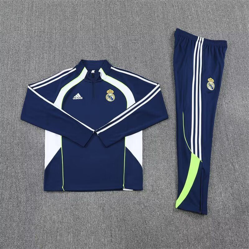 Real Madrid Dark Blue Retro Style Tracksuit Kit